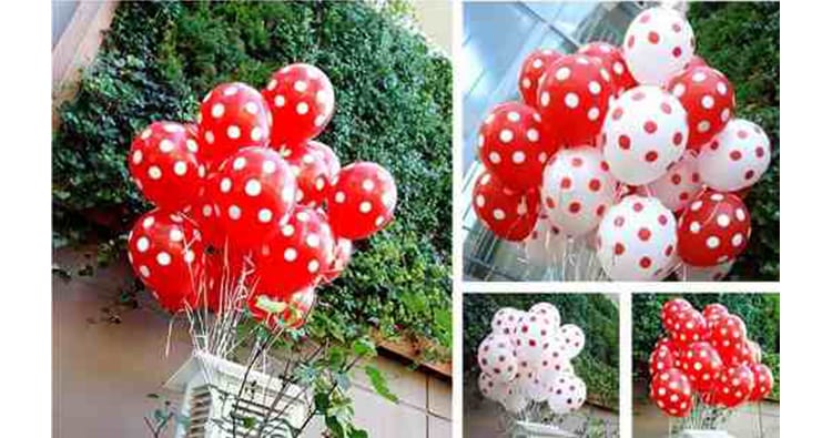 Globos Fiestas Lunares Blancos y Rojos