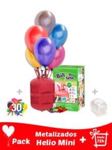 Pack 30 Globos Metalizados + Helio Mini · Pack Metalizados Mini