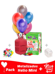 Pack 30 Globos Metalizados + Helio Mini · Pack Metalizados Mini