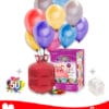 50 Globos Metalizados + Helio Maxi · Pack Metalizados Maxi