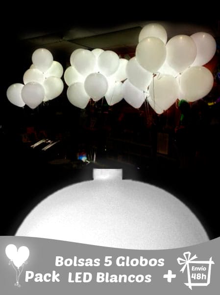 5 Globos Led Lisos Blancos