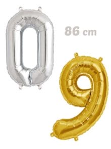 Pack Numeros Globos Dorados y Plata 86 cm