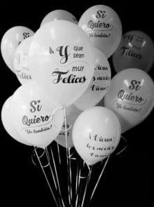 20 Globos Boda Blancos 3 Diseños + Helio Mini