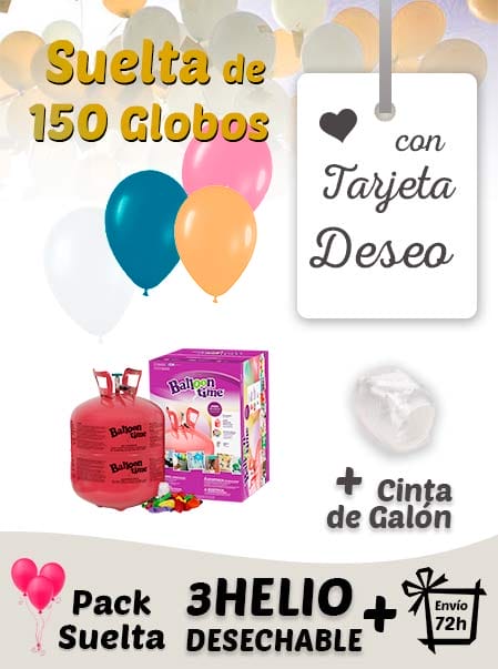 Suelta 150 Globos Boda con Tarjeta Deseo con Helio