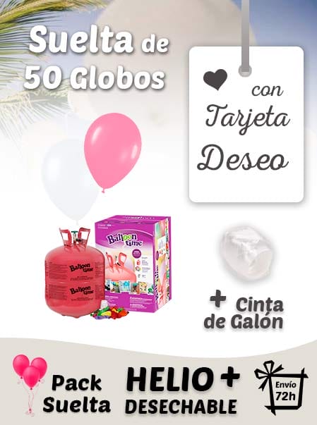 Suelta 50 Globos Boda con Tarjeta Deseo y Helio