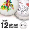 Pack de 12 Globos de Helio Personalizados Redondos A Todo Color 42 cm