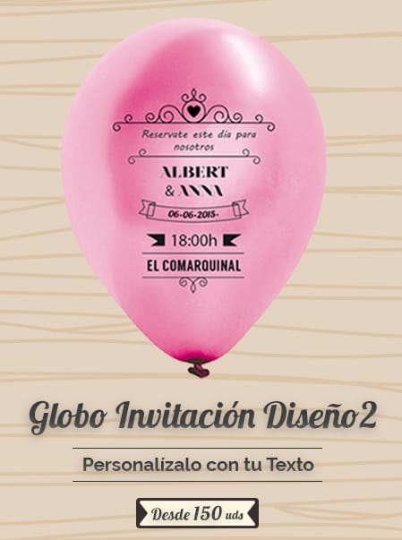 Invitaciones Globo Personalizado Boda 2 | Globo 25 cm Metalizado