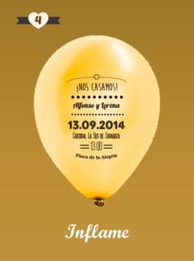 Invitaciones de Boda 4: Tarjeta y Globo Personalizado + Sobre
