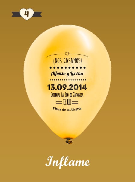 Invitaciones de Boda 4: Tarjeta y Globo Personalizado + Sobre